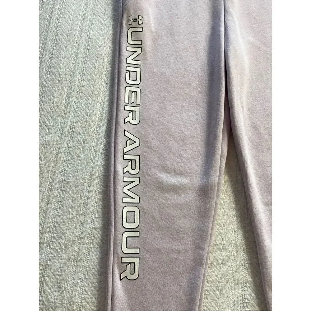UNDER ARMOUR GIRLS YMED Armour Rival Fleece Joggers - Cool Pink and white Trim